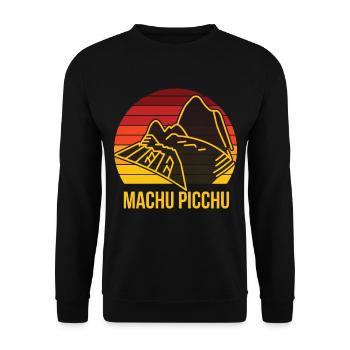 Machu Picchu Berg Peru Inka Weg - Unisex Pullover - Schwarz - Vorne - Alina (178cm) & Michal (187cm)