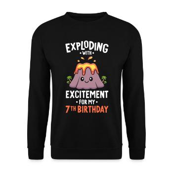 Volcano Geburtstagsparty 7. Geburtstag 7 Jahre alt - Unisex Pullover - Schwarz - Vorne - Alina (178cm) & Michal (187cm)