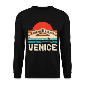 Venedig Canal Grande Gondel Norditalien - Unisex Pullover - Schwarz - Vorne - Alina (178cm) & Michal (187cm)