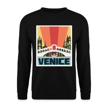 Venedig Brücke Italien Gotik Canal Grande Gondel - Unisex Pullover - Schwarz - Vorne - Alina (178cm) & Michal (187cm)