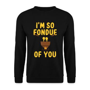 Fondue Schweiz Käse schweizer Alpen - Unisex Pullover - Schwarz - Vorne - Alina (178cm) & Michal (187cm)