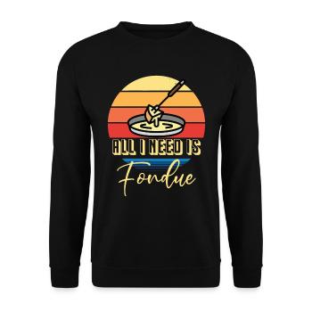 Ich brauch Fondue mit Käse aus der Schweiz - Unisex Pullover - Schwarz - Vorne - Alina (178cm) & Michal (187cm)