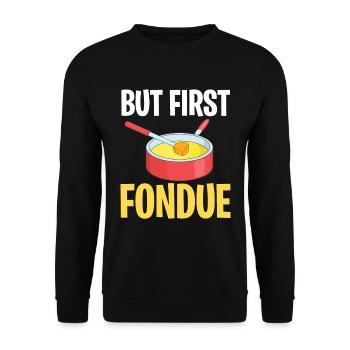 First Fondue Switzerland Cheese Alps - Unisex Sweatshirt - black - Front - Alina (178cm) & Michal (187cm)