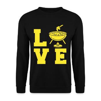 Fondue LOVE Cheese Alps Switzerland - Unisex Sweatshirt - black - Front - Alina (178cm) & Michal (187cm)