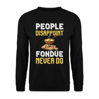 Fondue Glück aus den schweizer Alpen - Unisex Pullover - Schwarz - Vorne - Alina (178cm) & Michal (187cm)