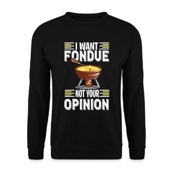 Käse Fondue Bitte Schweizer Alpen - Unisex Pullover - Schwarz - Vorne - Alina (178cm) & Michal (187cm)