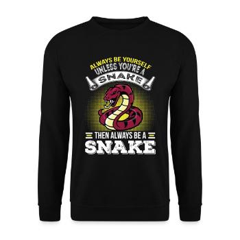 Kobra sei eine Schlange Zoo Reptilien - Unisex Pullover - Schwarz - Vorne - Alina (178cm) & Michal (187cm)