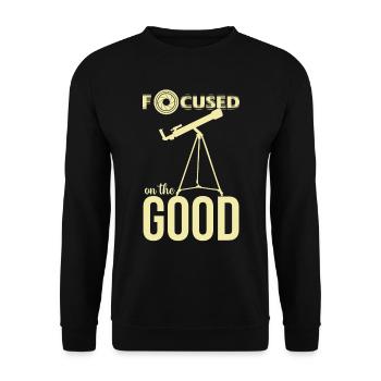 Weltraum Focus Teleskop Sterne Astronom - Unisex Pullover - Schwarz - Vorne - Alina (178cm) & Michal (187cm)