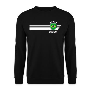 Brésil Maillot de fan de football brésilien Seleção - Sweat-shirt Unisexe - noir - Devant - Alina (178cm) & Michal (187cm)