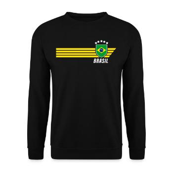 Brésil Maillot de fan de football brésilien Seleção - Sweat-shirt Unisexe - noir - Devant - Alina (178cm) & Michal (187cm)