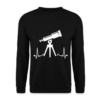 Telescope Heartbeat Astronomer Space - Unisex Sweatshirt - black - Front - Alina (178cm) & Michal (187cm)