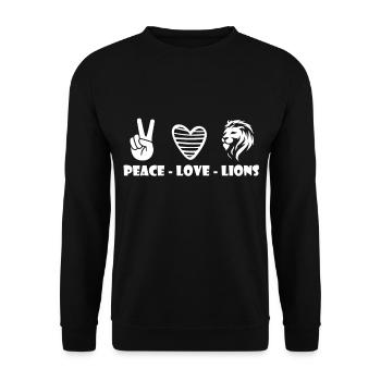 Löwe Frieden und Liebe in Afrika Safari - Unisex Pullover - Schwarz - Vorne - Alina (178cm) & Michal (187cm)