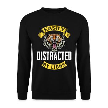 Tiger und Löwen Afrika Savanne - Unisex Pullover - Schwarz - Vorne - Alina (178cm) & Michal (187cm)