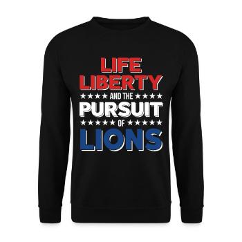 Lions Happiness Safari Africa Savannah - Unisex Sweatshirt - black - Front - Alina (178cm) & Michal (187cm)