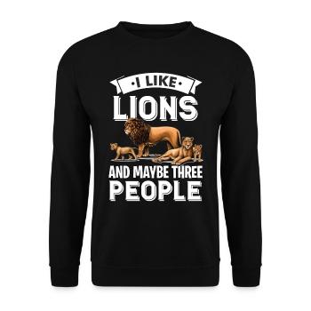 Löwen Liebe Safari Afrika Tour Löwenmähne - Unisex Pullover - Schwarz - Vorne - Alina (178cm) & Michal (187cm)