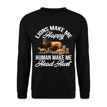 Lions make happy Africa Safari - Unisex Sweatshirt - black - Front - Alina (178cm) & Michal (187cm)
