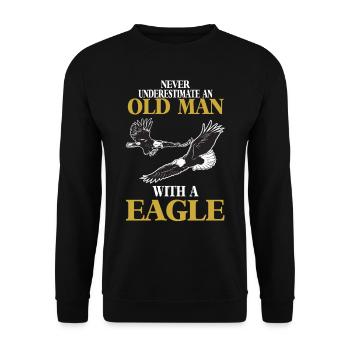 Aigle avec vieil homme Fauconnerie Oiseaux - Sweat-shirt Unisexe - noir - Devant - Alina (178cm) & Michal (187cm)