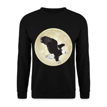 Adler Wildtiere Falknerei Raubvögel Mond - Unisex Pullover - Schwarz - Vorne - Alina (178cm) & Michal (187cm)