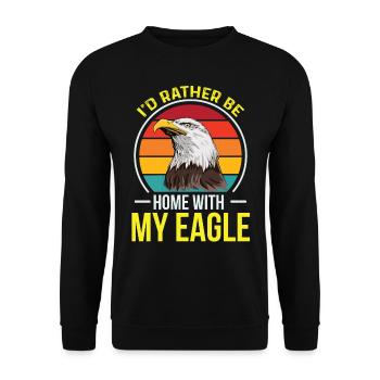 Adler Vogelliebe Falknerei Steinadler Wildtiere - Unisex Pullover - Schwarz - Vorne - Alina (178cm) & Michal (187cm)