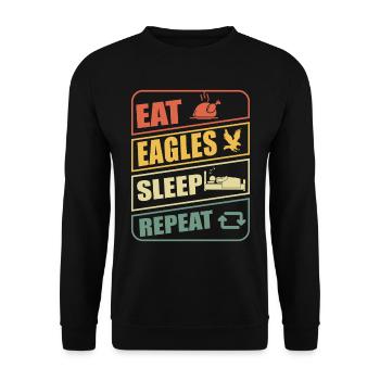 Eagle Sleep Repeat Falconry Ornithology - Unisex Sweatshirt - black - Front - Alina (178cm) & Michal (187cm)
