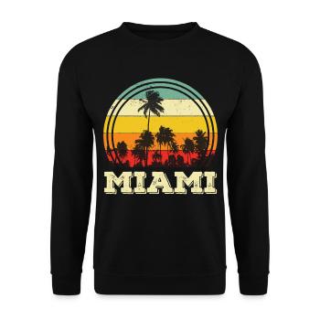 Miami Retro Floride Palm Skyline Beach - Sweat-shirt Unisexe - noir - Devant - Alina (178cm) & Michal (187cm)