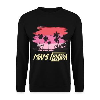 Miami Florida Palmen Skyline Strand Sonne - Unisex Pullover - Schwarz - Vorne - Alina (178cm) & Michal (187cm)