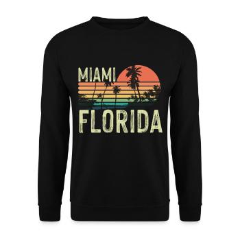 Miami Florida Palmen Sunset Strand Sonne Meer - Unisex Pullover - Schwarz - Vorne - Alina (178cm) & Michal (187cm)