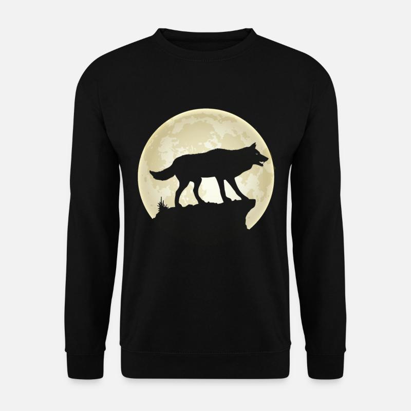 Vollmond Wolf Rudel Wolfsrudel - Unisex Pullover - Schwarz