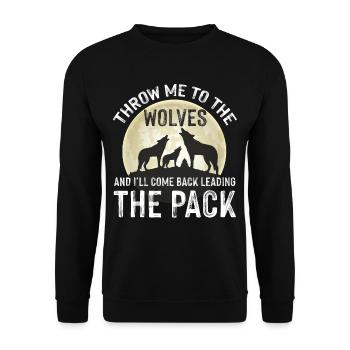 Alpha Wolf Wildhund Wolfsrudel Vollmond - Unisex Pullover - Schwarz - Vorne - Alina (178cm) & Michal (187cm)