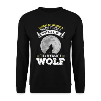 Wolf Wolfsrudel Vollmond heulen Wölfe - Unisex Pullover - Schwarz - Vorne - Alina (178cm) & Michal (187cm)
