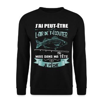 La Pêche Rien Que La Pêche Humour Pêcheur - Sweat-shirt Unisexe - noir - Devant - Alina (178cm) & Michal (187cm)