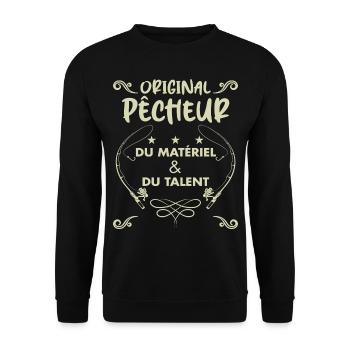 Original Pêcheur Du Matériel Et Du Talent - Sweat-shirt Unisexe - noir - Devant - Alina (178cm) & Michal (187cm)