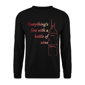 Everything's fine with a bottle of wine - Unisex Pullover - Schwarz - Vorne - Alina (178cm) & Michal (187cm)