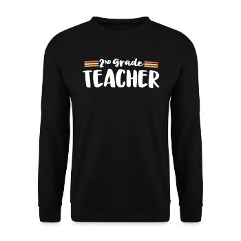 Retro 2nd Grade Teacher Second Matching 70s Back - Unisex Sweatshirt - black - Front - Alina (178cm) & Michal (187cm)