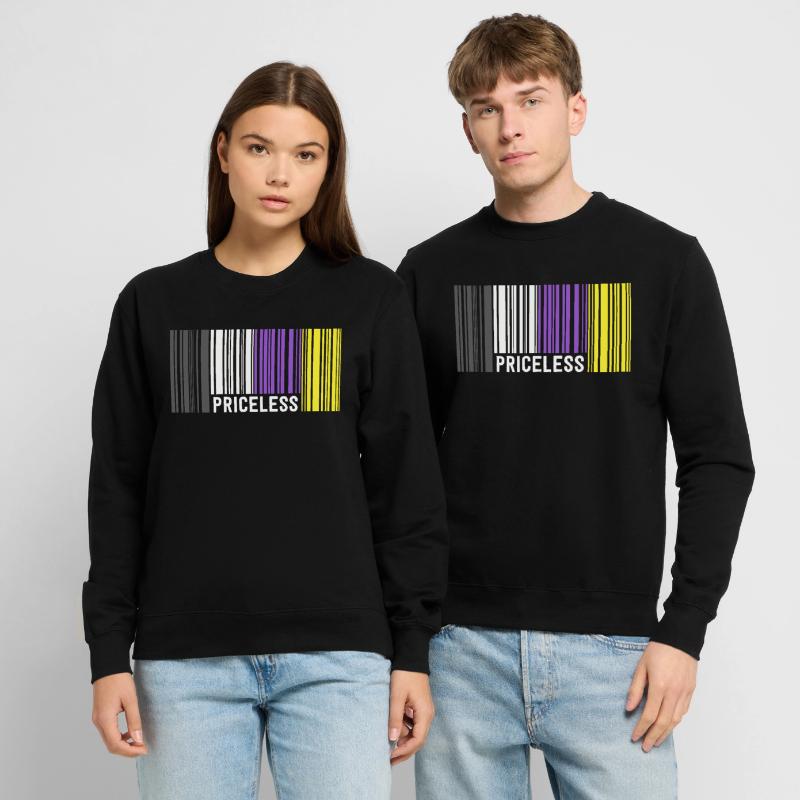 Priceless Gender Nonbinary Pride Barcode Discreet Unisex Sweatshirt