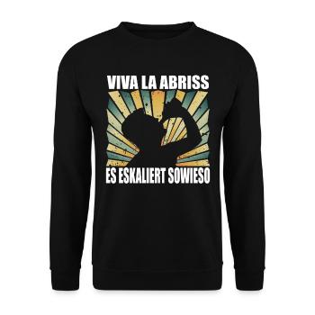 Mallorca Abriss Eskaliert sowieso Party Fun Spruch - Unisex Pullover - Schwarz - Vorne - Alina (178cm) & Michal (187cm)