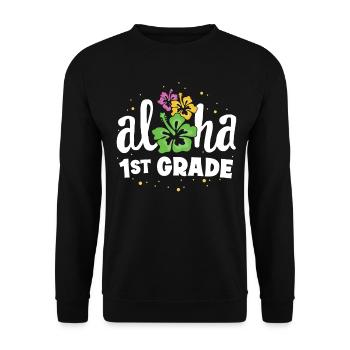 Aloha 1st Grade Tropical Teacher Erster Tag zurück - Unisex Pullover - Schwarz - Vorne - Alina (178cm) & Michal (187cm)