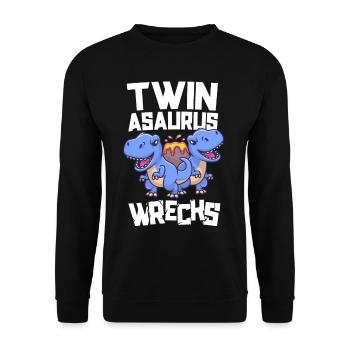 Twinasaurus Wracks Passende Dinosaurier Twin Boys - Unisex Pullover - Schwarz - Vorne - Alina (178cm) & Michal (187cm)