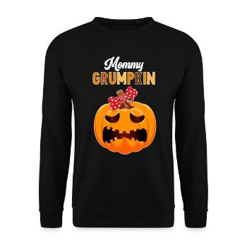 Mom Mama Grumpkin Halloween Pumpkin Family Outfit - Unisex Sweatshirt - black - Front - Alina (178cm) & Michal (187cm)