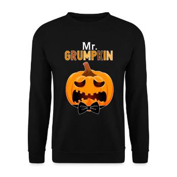 Mr. Papa Grumpkin Halloween Pumpkin Family Outfit - Unisex Sweatshirt - black - Front - Alina (178cm) & Michal (187cm)