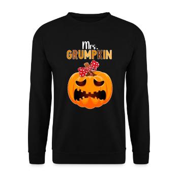 Mrs. Mama Grumpkin Halloween Pumpkin Family Outfit - Unisex Sweatshirt - black - Front - Alina (178cm) & Michal (187cm)