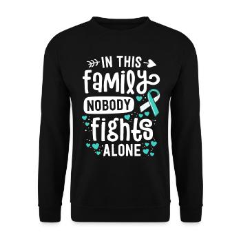 Dans cette famille, personne ne se bat seul cervical - Sweat-shirt Unisexe - noir - Devant - Alina (178cm) & Michal (187cm)