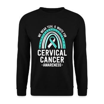 Sensibilisation au cancer du col de l’utérus Teal White Ribbon Boho - Sweat-shirt Unisexe - noir - Devant - Alina (178cm) & Michal (187cm)