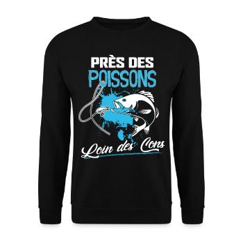 Pêcheur Près Des Poissons Loin des Cons - Sweat-shirt Unisexe - noir - Devant - Alina (178cm) & Michal (187cm)