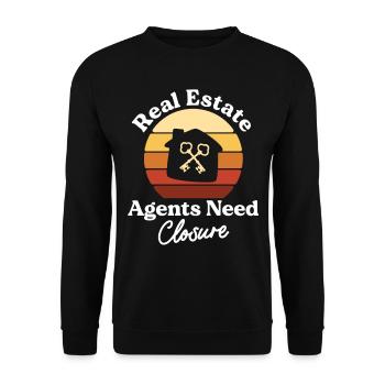 Immobilienmakler brauchen Schließung Lustiger Abschlusstag - Unisex Pullover - Schwarz - Vorne - Alina (178cm) & Michal (187cm)