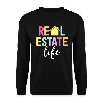 Chemise de vie immobilière Cadeau d’agent immobilier - Sweat-shirt Unisexe - noir - Devant - Alina (178cm) & Michal (187cm)