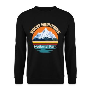 Nationalpark Rocky Mountains Wandern Camping Color - Unisex Pullover - Schwarz - Vorne - Alina (178cm) & Michal (187cm)