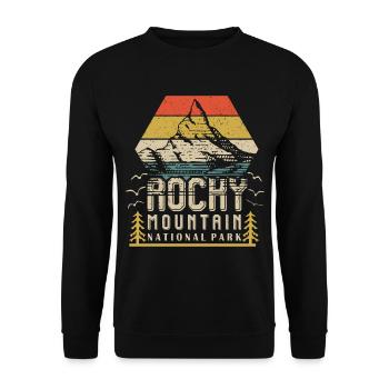 Rocky Mountains Souvenir Nationalpark Wandern Camp - Unisex Pullover - Schwarz - Vorne - Alina (178cm) & Michal (187cm)