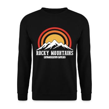Nationalpark Wandern Rocky Mountains Souvenir Camp - Unisex Pullover - Schwarz - Vorne - Alina (178cm) & Michal (187cm)