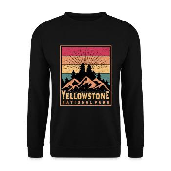 Yellowstone National Park Hiking Wyoming Souvenir - Unisex Sweatshirt - black - Front - Alina (178cm) & Michal (187cm)